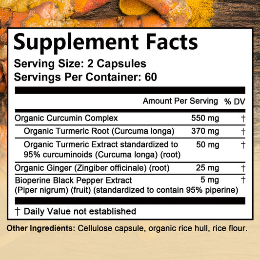 Adeqauom® Turmeric Curcumin Complex | Made with Organic Ginger for Joint & Heart Health
