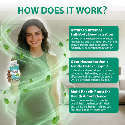 Chlorophyll Body Deodorant Capsules | Internal Odor Control & Gut Health Support