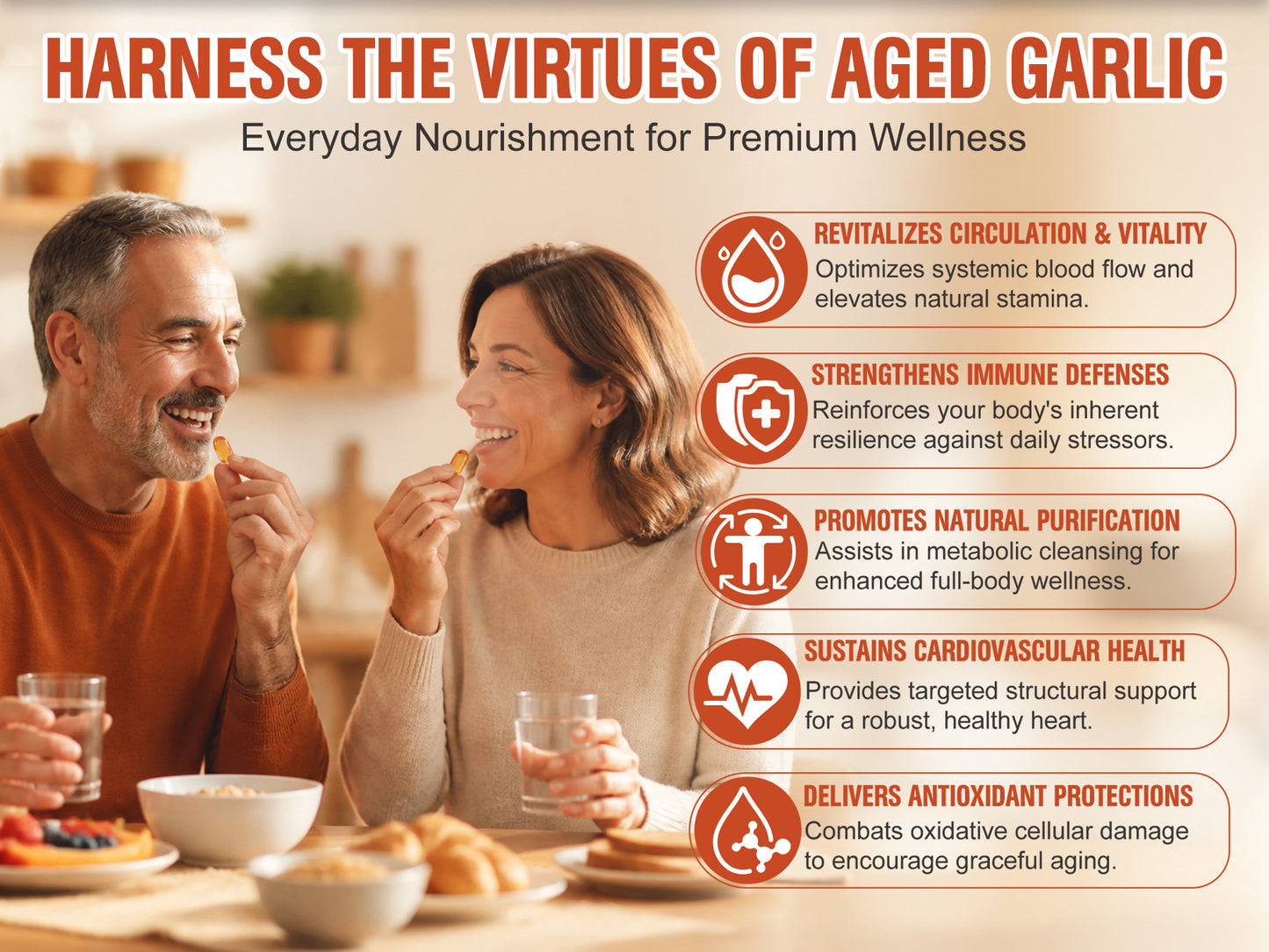 Adeqauom® Aged Odorless Garlic with CoQ10 – Premium Heart Health Supplement for Cardiovascular Support, Healthy Circulation & Immunity