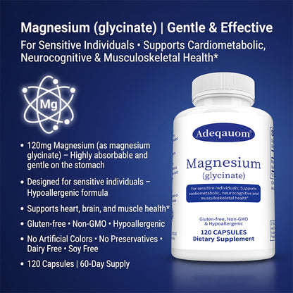 Adeqauom® Magnesium Glycinate | For Sensitive Individuals, Cardiometabolic, Neurocognitive & Musculoskeletal Health