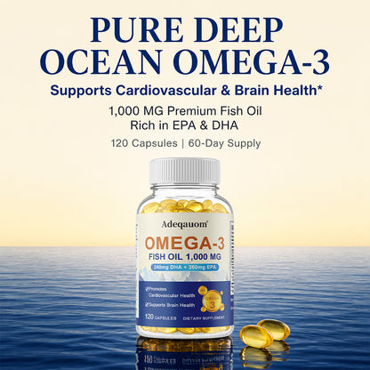 Adeqauom® Omega-3 Fish Oil | with EPA & DHA for Cardiovascular & Brain Health