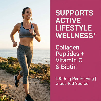 Adeqauom® Collagen Peptides Complex | with Vitamin C & Biotin for Hair, Skin, Nails & Joint Support