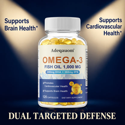 Adeqauom® Omega-3 Fish Oil | with EPA & DHA for Cardiovascular & Brain Health