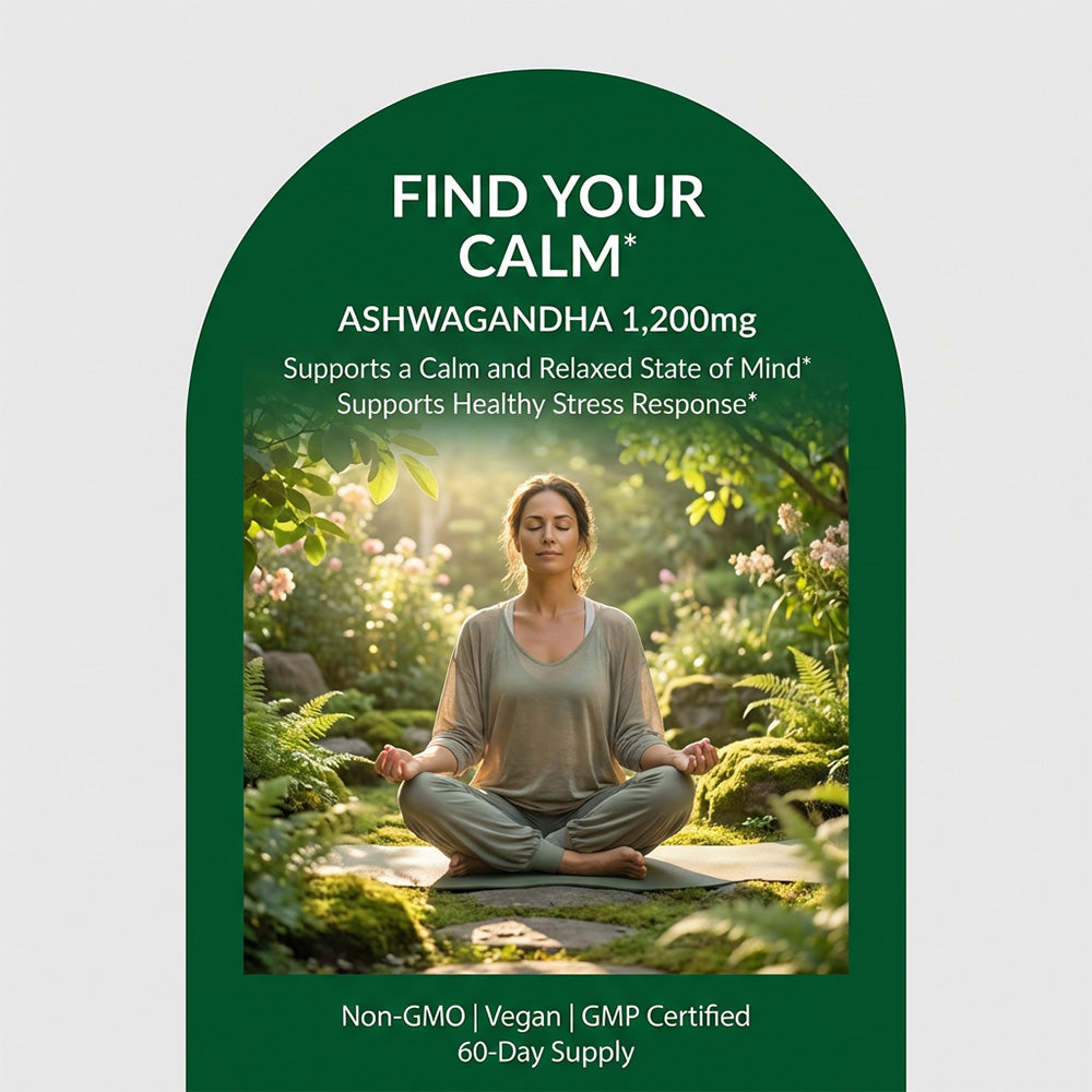Adeqauom® Organic Ashwagandha 1,200mg with Organic Black Pepper – Natural Stress Relief, Calmness & Relaxation Supplement (120 Vegan Capsules)