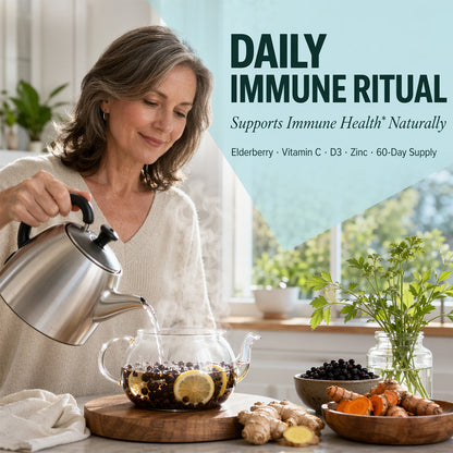 Adeqauom® Elderberry Complex 8-in-1 | with Vitamin C, D3, Zinc, Echinacea, Ginger, Turmeric & Ashwagandha for Immune Support