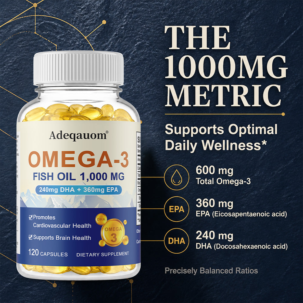 Adeqauom® Omega-3 Fish Oil | with EPA & DHA for Cardiovascular & Brain Health