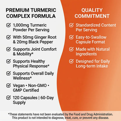 Adeqauom® Organic Turmeric | with Ginger Root & Black Pepper for Healthy Inflammation Response