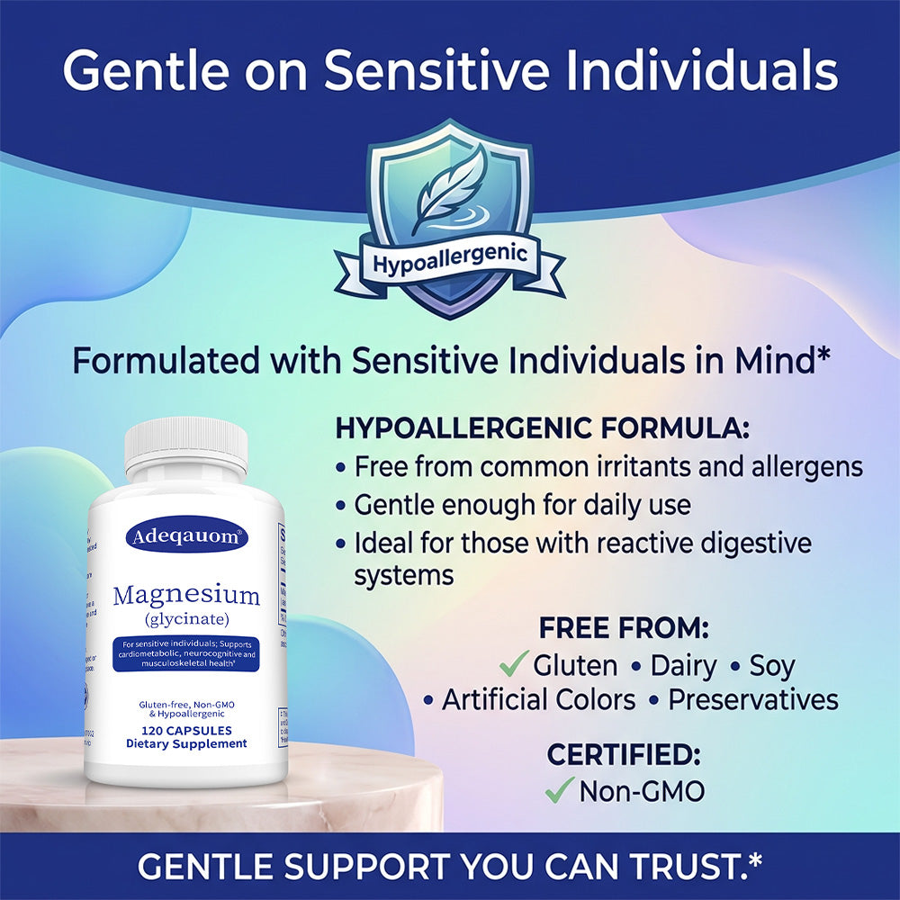 Adeqauom® Magnesium Glycinate | For Sensitive Individuals, Cardiometabolic, Neurocognitive & Musculoskeletal Health