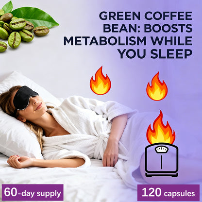 Adeqauom® Premium Night Time Fat Burner – Advanced Metabolism Booster, Appetite Suppressant & Sleep Aid Supplement (120 Capsules)