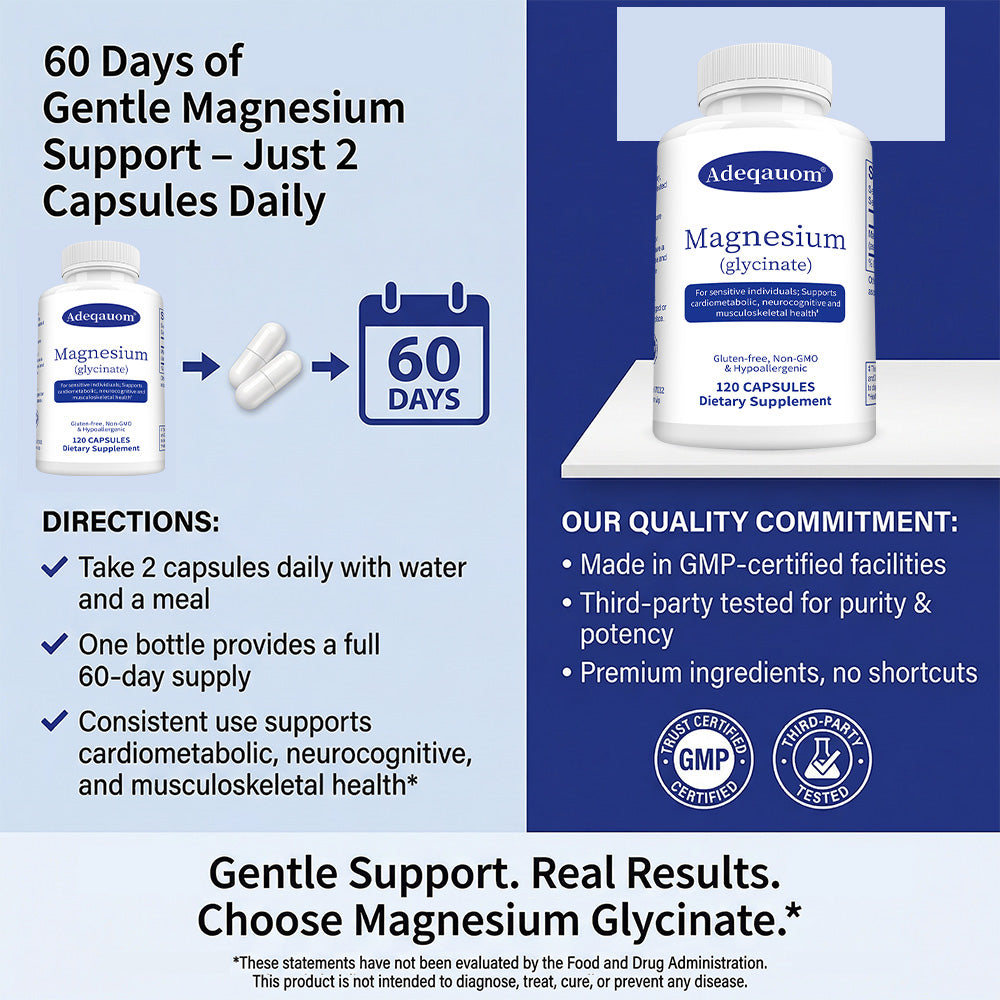 Adeqauom® Magnesium Glycinate | For Sensitive Individuals, Cardiometabolic, Neurocognitive & Musculoskeletal Health
