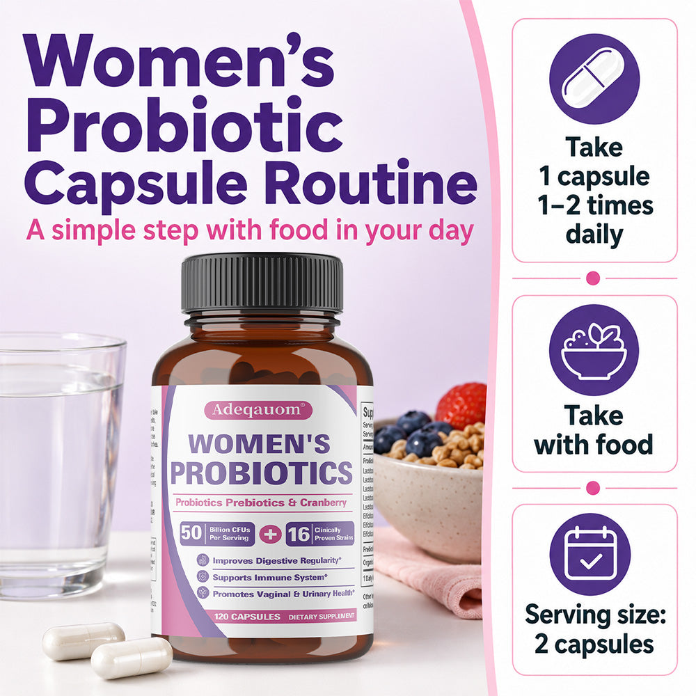 Adeqauom® Women's Probiotics | with Prebiotics & Cranberry for Digestive, Immune & Feminine Health