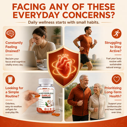 Adeqauom® Aged Odorless Garlic | with CoQ10 Ubiquinol for Heart & Cardiovascular Health