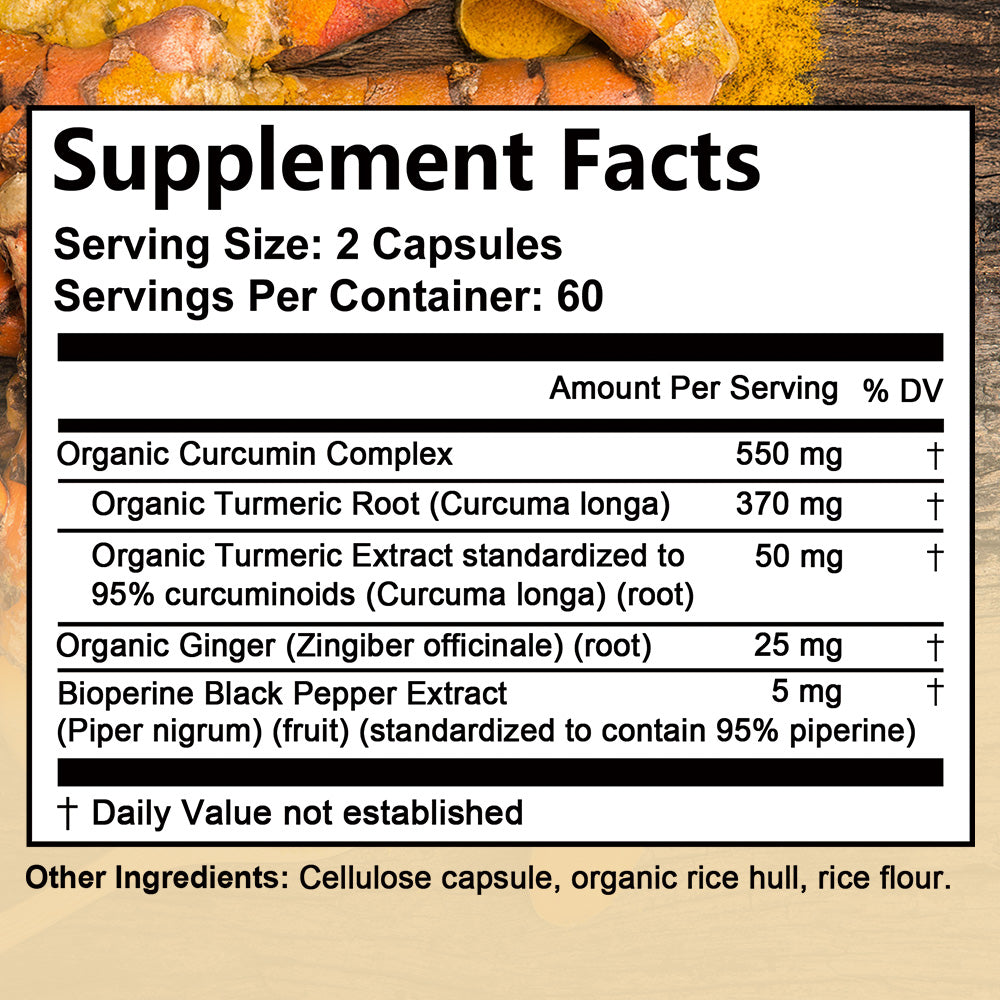 Adeqauom® Turmeric Curcumin Complex | Made with Organic Ginger for Joint & Heart Health