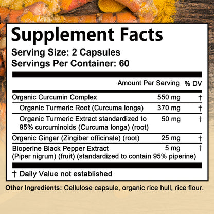 Adeqauom® Turmeric Curcumin Complex | Made with Organic Ginger for Joint & Heart Health