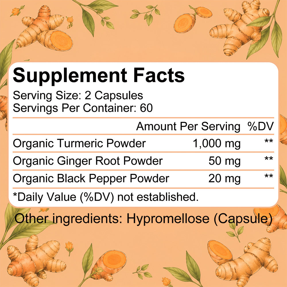 Adeqauom® Organic Turmeric | with Ginger Root & Black Pepper for Healthy Inflammation Response