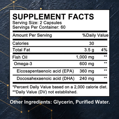 Adeqauom® Omega-3 Fish Oil | with EPA & DHA for Cardiovascular & Brain Health