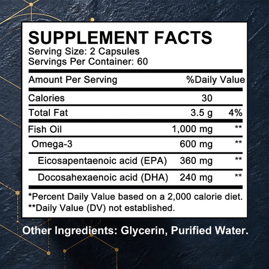 Adeqauom® Omega-3 Fish Oil | with EPA & DHA for Cardiovascular & Brain Health