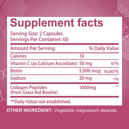 Adeqauom® Collagen Peptides Complex | with Vitamin C & Biotin for Hair, Skin, Nails & Joint Support