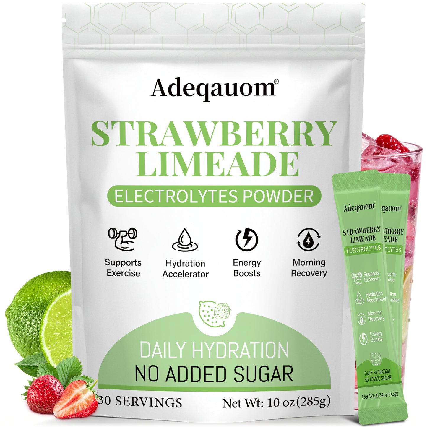 Strawberry Limeade Electrolyte Packets | Sugar-Free Hydration | 30 Sticks
