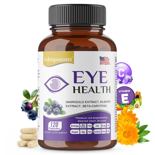 Adeqauom® Eye Health Supplement – Marigold, Bilberry Extract & Beta-Carotene Capsules for Dry Eyes, Vision & Blue Light Support (120 Capsules)