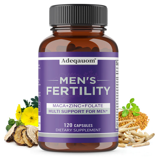 Adeqauom® Men's Fertility Supplement – Maca, Zinc & Folate Multi-Support Capsules for Male Reproductive Health & Vitality (120 Capsules)